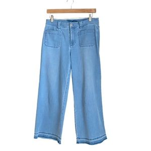 J.Jill High Rise Flare Full Leg Cropped Light Wash Chambray Jeans, Sz 4